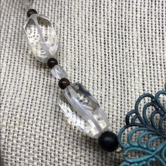 Turquoise, Brown and Clear Necklace - Picture 2 of 4
